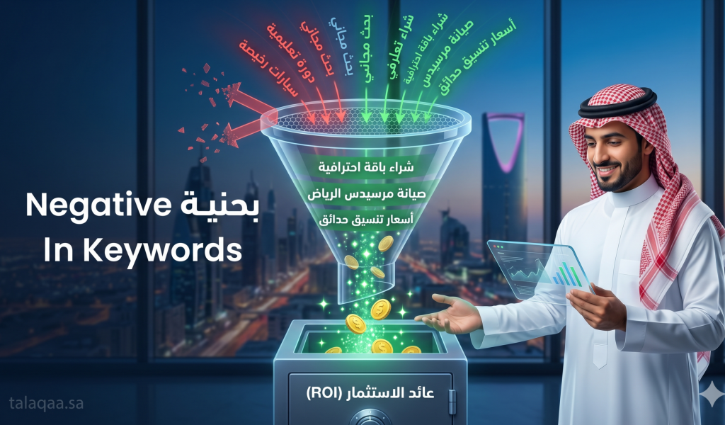 خبير تسويق سعودي في الرياض يستخدم الكلمات السلبية في إعلانات جوجل لفلترة الزيارات وزيادة عائد الاستثمار (ROI).